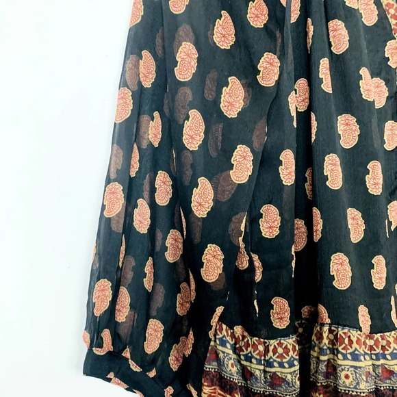 Vero Moda Mix Print Paisley 3/4 Sleeve Sheer Mini Smock Dress Multicolor Large - Picture 8 of 12